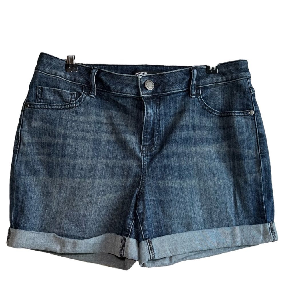 Simply Vera Vera Wang Shorts Womens Size 10 Mid Rise Midi Denim Rolled Cuffs